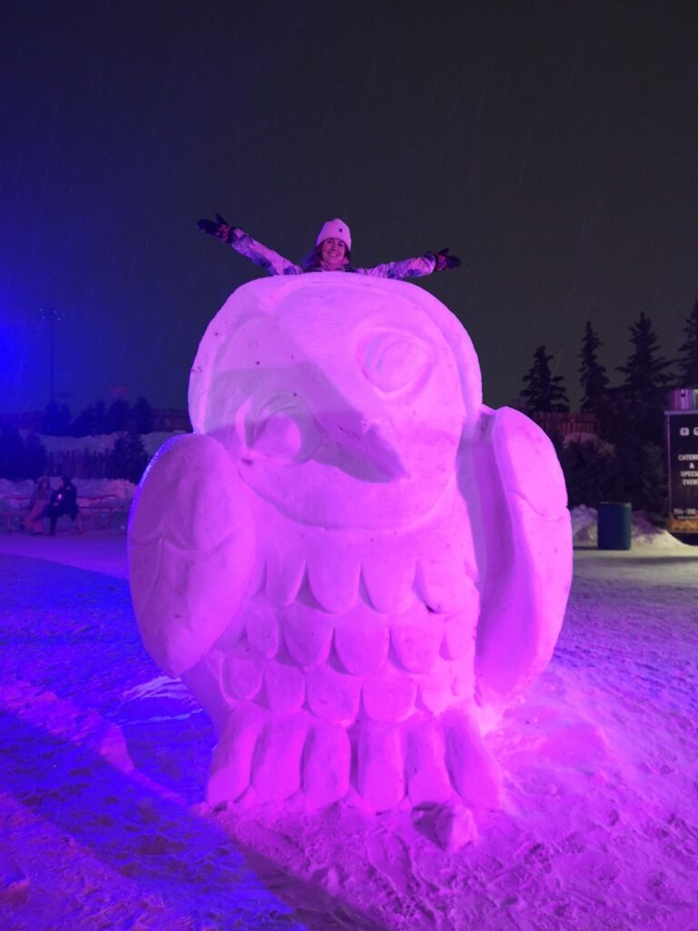 Winnipeg Manitoba City Festival Voyageur FestivalduVoyageur Sculpture Snow SnowSculpture  Ceri Coat M&MC Owl