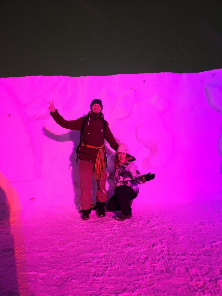 Winnipeg Manitoba City Festival Voyageur FestivalduVoyageur Sculpture Snow SnowSculpture  Ceri Etienne Coat M&MC