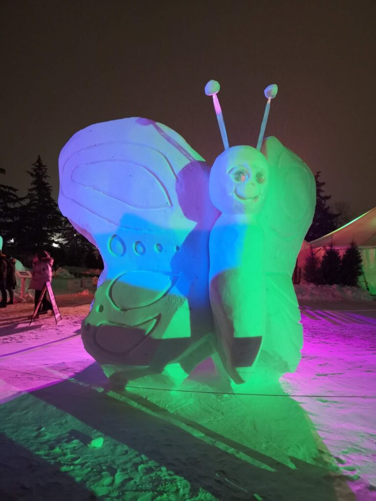 Winnipeg Manitoba City Festival Voyageur FestivalduVoyageur Sculpture Snow SnowSculpture Butterfly