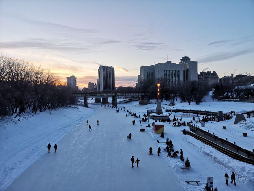 Winnipeg Manitoba City Forks TheForks Skating Ice IceSkating Skate River Sunset