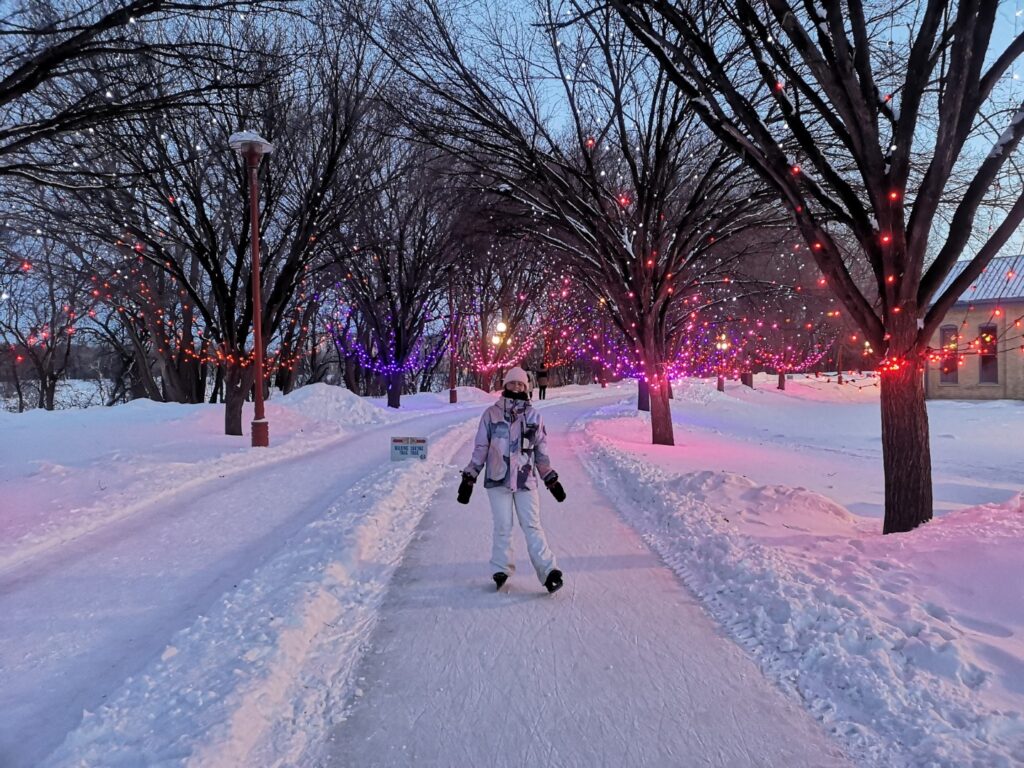 Winnipeg Manitoba City Forks TheForks Skating Ice IceSkating Skate Me Ceri Coat M&MC